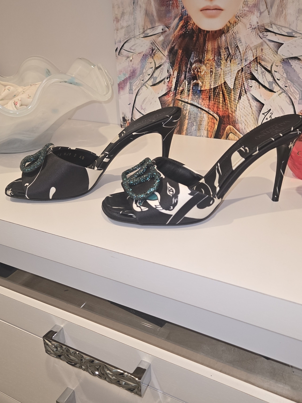 Valentino Garavani Escape Panther Print Crystal VLogo Heels - Picture 2 of 5